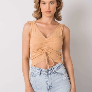 Camel knitted top with Astrid rib