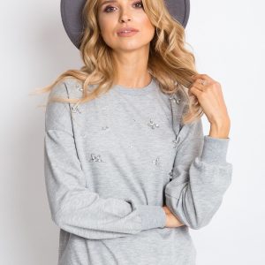 RUE PARIS Grey Sweatshirt Crystal