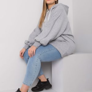 Grey melange plus size hoodie Ella