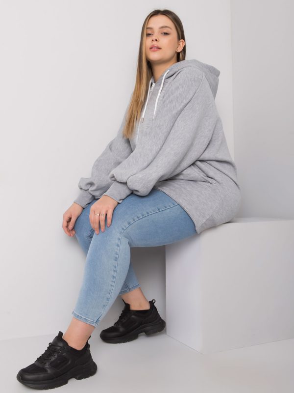 Grey melange plus size hoodie Ella