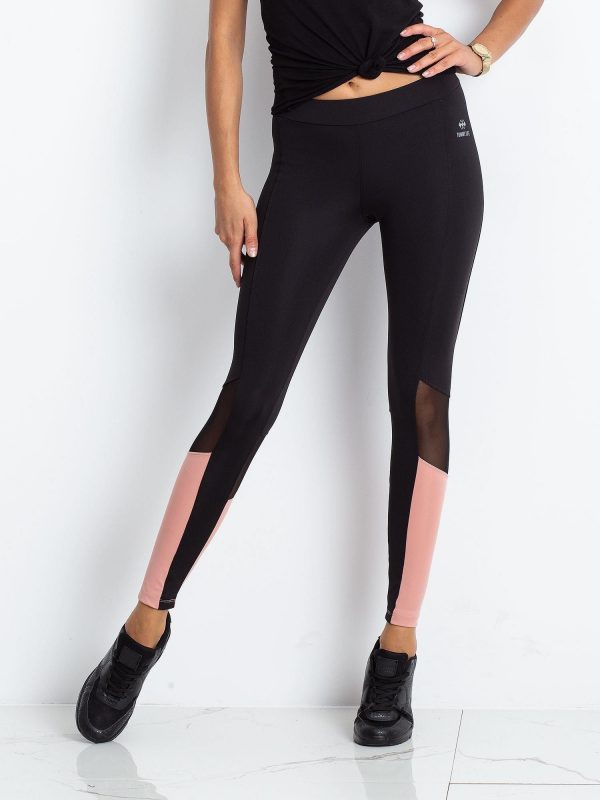 TOMMY LIFE Black & Pink Sports Leggings