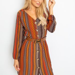 RUE PARIS Brown Leaf Dress