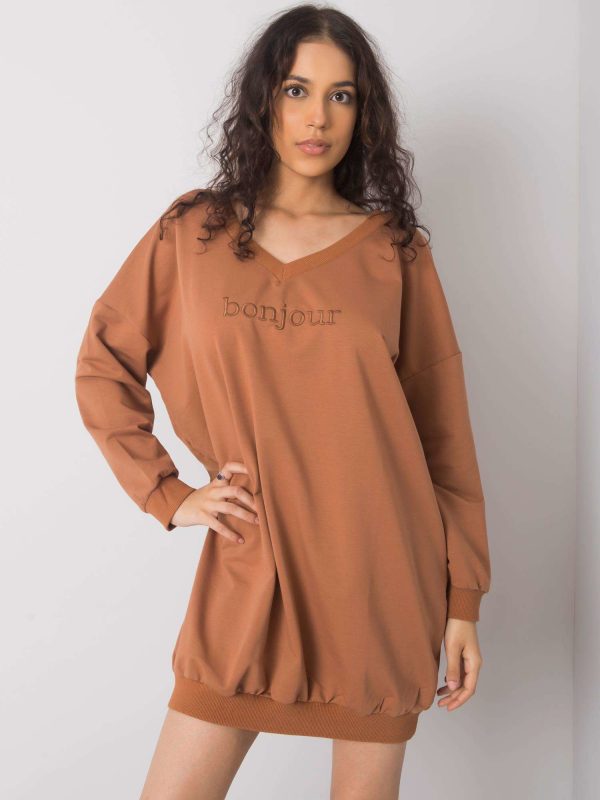 Cameron's light brown casual dress