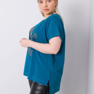 Marine plus size blouse with Marlene applique