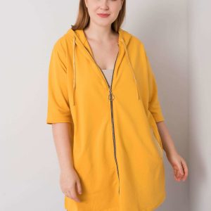 Dark Yellow Plus Size Zipper Lounes Sweatshirt