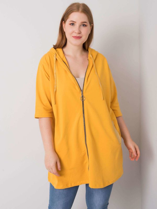 Dark Yellow Plus Size Zipper Lounes Sweatshirt