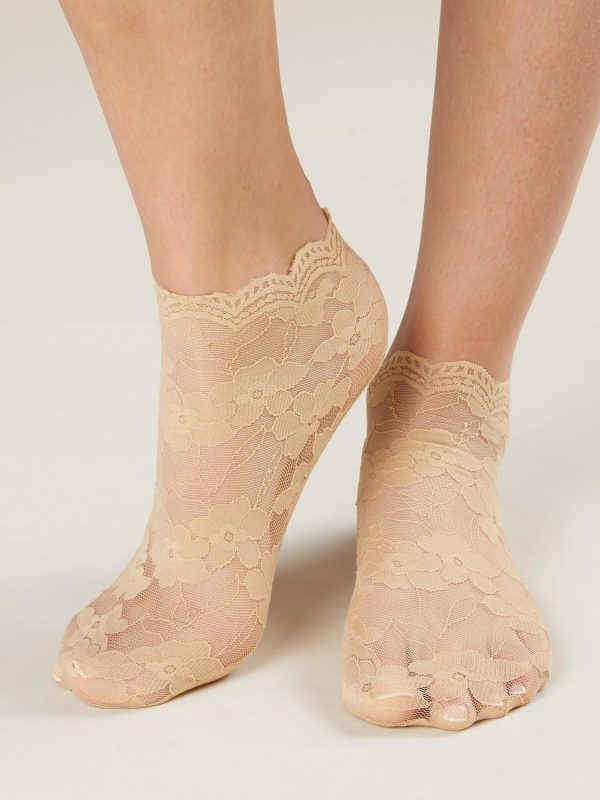 Beige lace socks