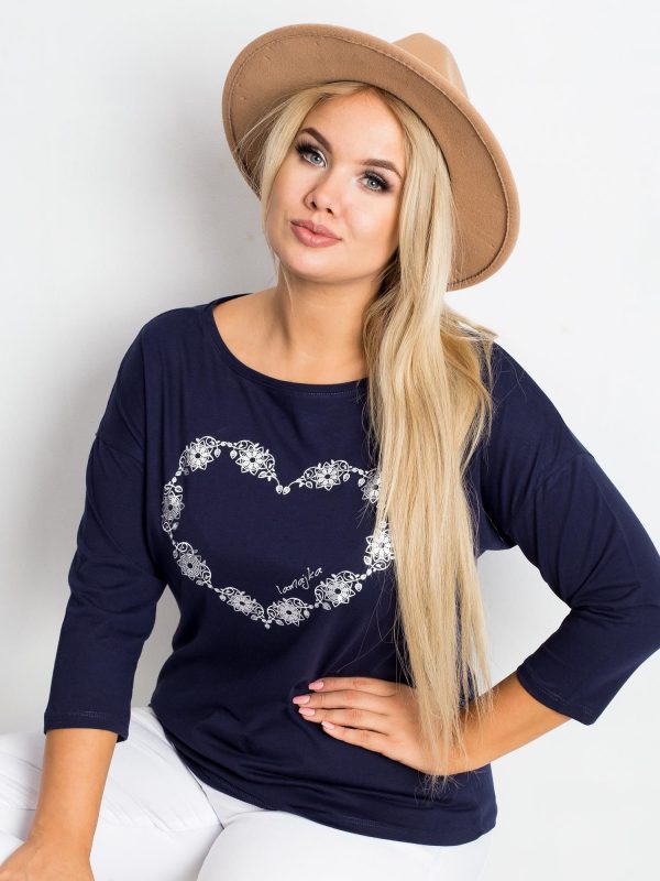 Navy blue plus size blouse Feelings