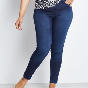 Dark Blue Plus Size Parallel Pants