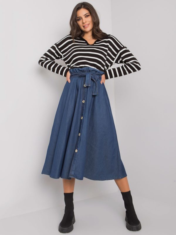 Dark blue midi skirt Northwich RUE PARIS