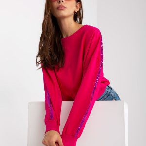 Fuchsia short hooded sweatshirt with RUE PARIS