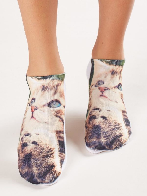 Cat Print Short Socks