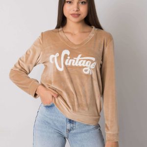 Dark beige velour sweatshirt Cristobel