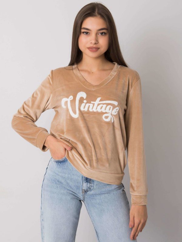 Dark beige velour sweatshirt Cristobel