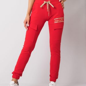 Red sweatpants with Althea pockets