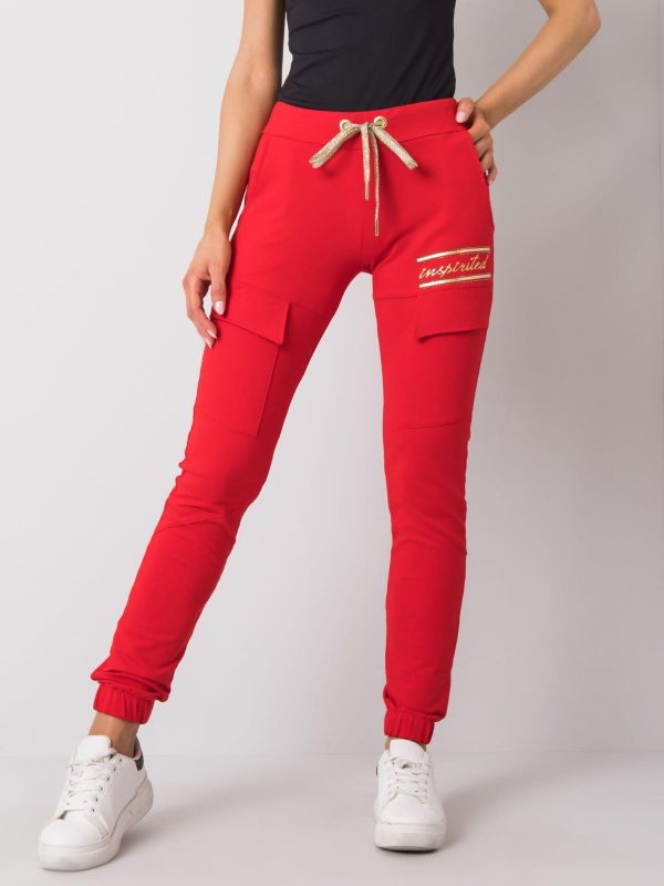 Red sweatpants with Althea pockets