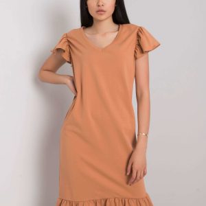 Camel dress with ruffle Candace