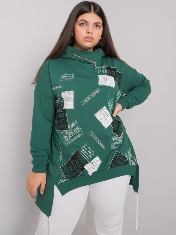 Dark Green Plus Size Hoodie Ives