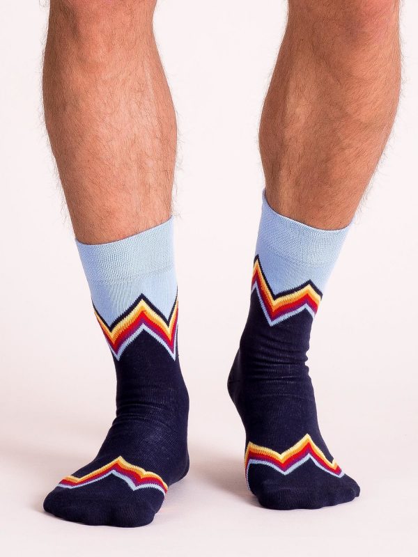 Navy Blue Printed Socks for Men