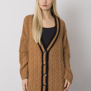 Camel cardigan with Farmington braids