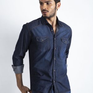 Navy Blue Men's Denim Shirt