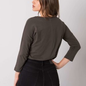 Dark khaki cotton blouse with cantrice inscription