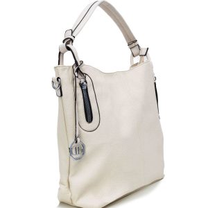 Light beige eco-leather shoulder bag