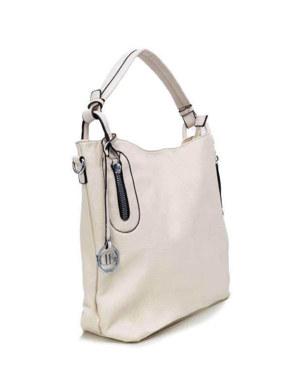 Light beige eco-leather shoulder bag