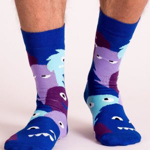 Blue and Purple Patterned Men's Socks