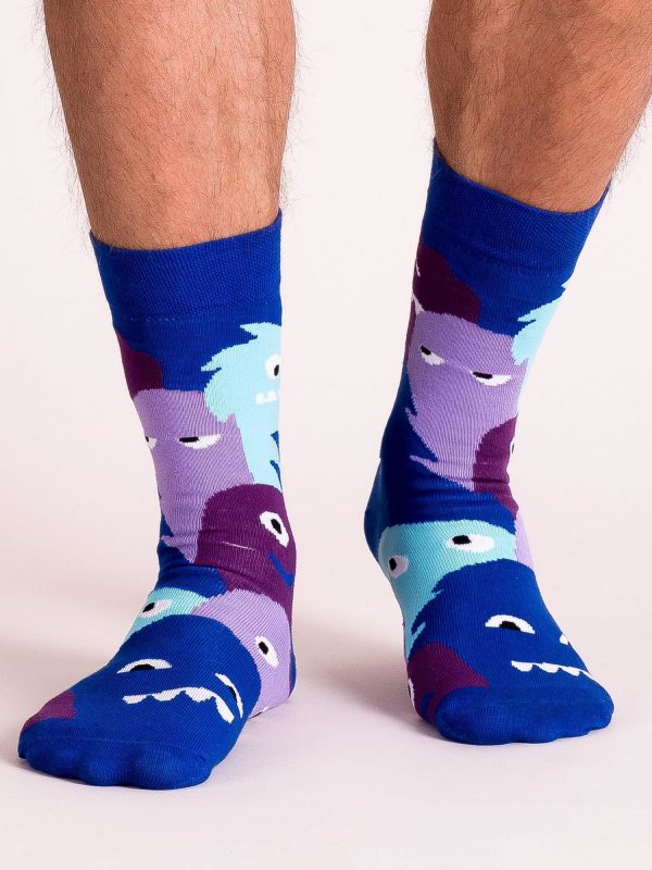 Blue and Purple Patterned Men's Socks