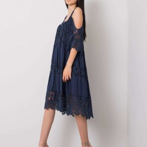 Navy blue dress with lace Fiona OCH BELLA