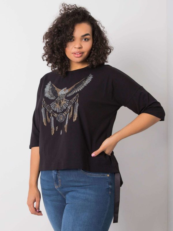 Black blouse with Cassia appliqués