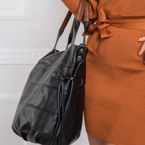 Black Eco Leather Shoulder Bag