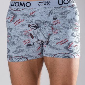 Grey boxer shorts with print