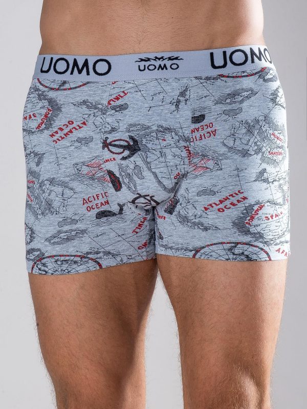 Grey boxer shorts with print