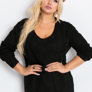 Ruffle black plus size sweater