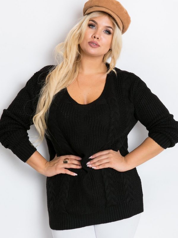 Ruffle black plus size sweater