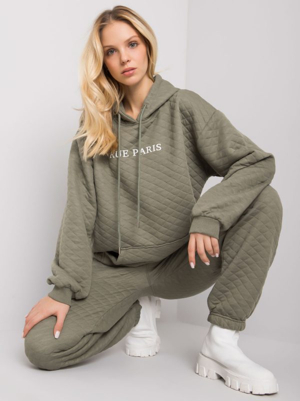 Light khaki hoodie with quilting Hanna RUE PARIS