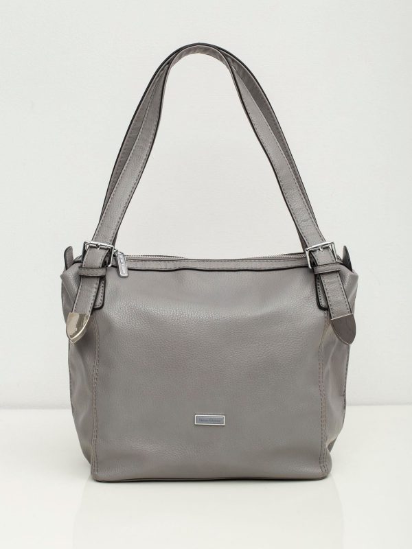 Grey women's bag made of eco leather