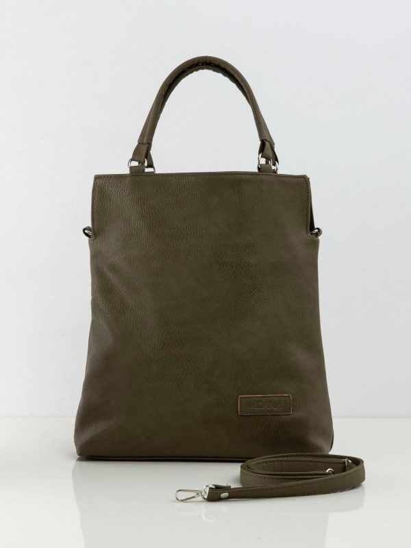 Khaki eco leather ladies handbag