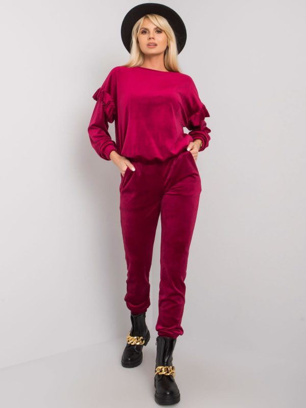 Burgundy two-piece velour set Sissy