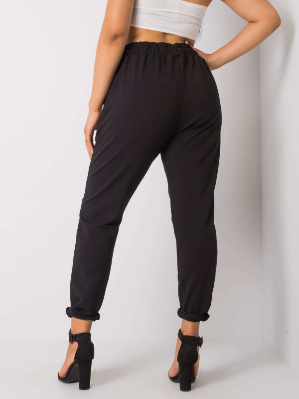 Black Plus Size Sweatpants with Abelia Print