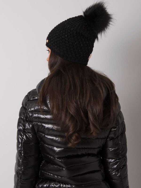 Black Winter Hat with Tassel