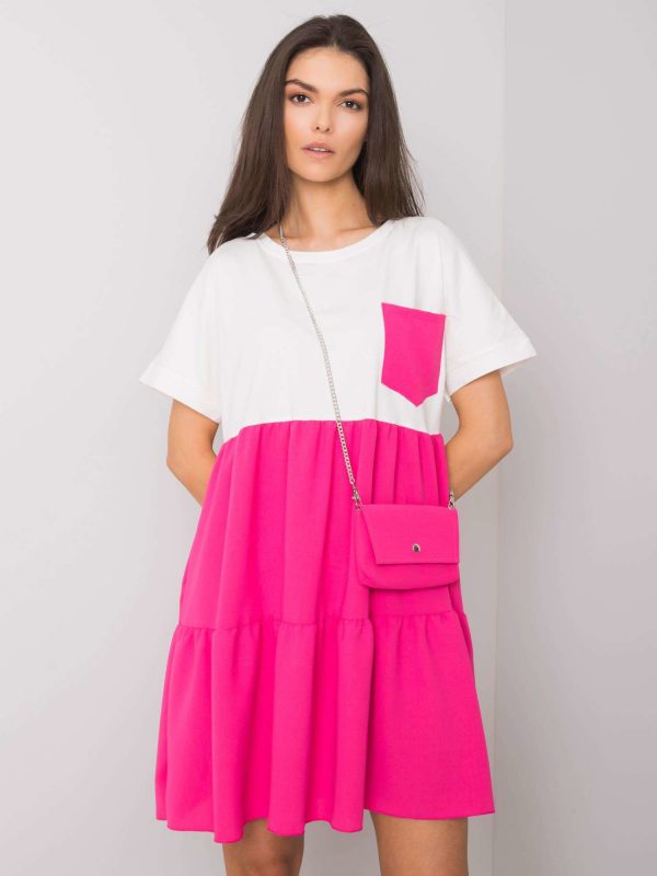 Ecru-fuchsia patty oversize dress