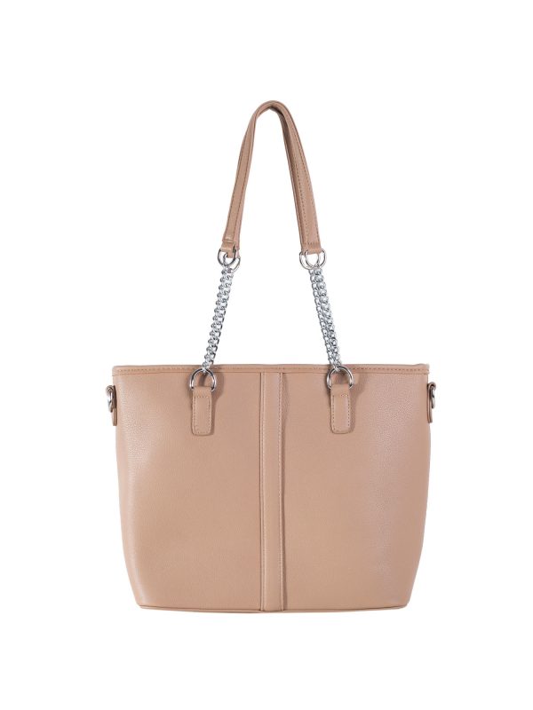 Beige Shoulder Bag with Cosmetic Bag