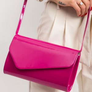 Fuchsia lacquered clutch bag