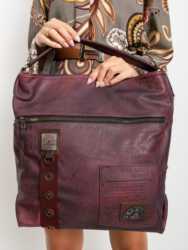 Burgundy eco leather handbag