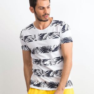 Men's T-shirt with vegetable print white-navy blue