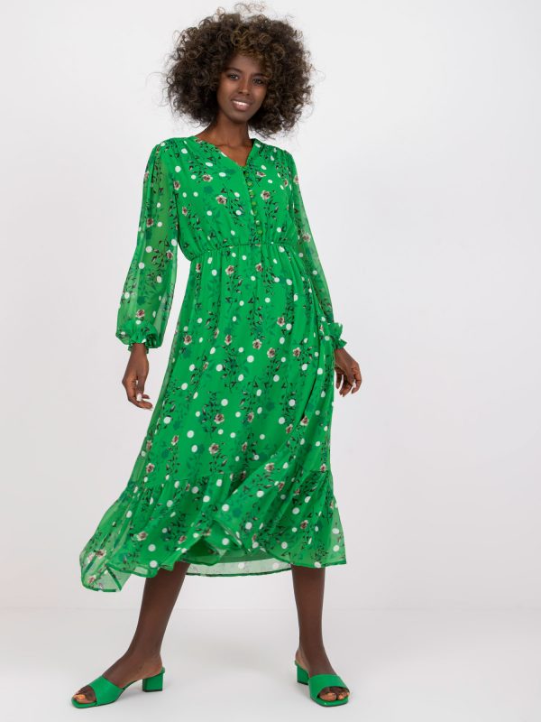 Green V-neck dress RUE PARIS