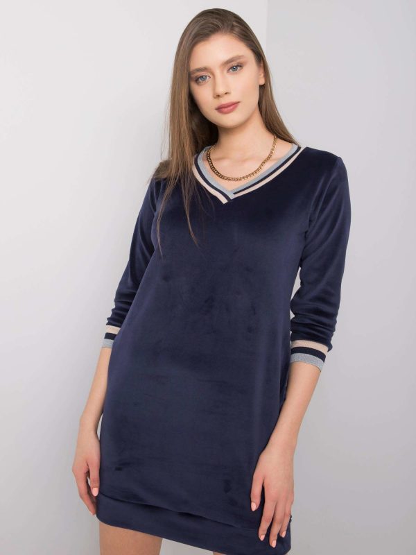 Navy blue velour dress Aspen RUE PARIS